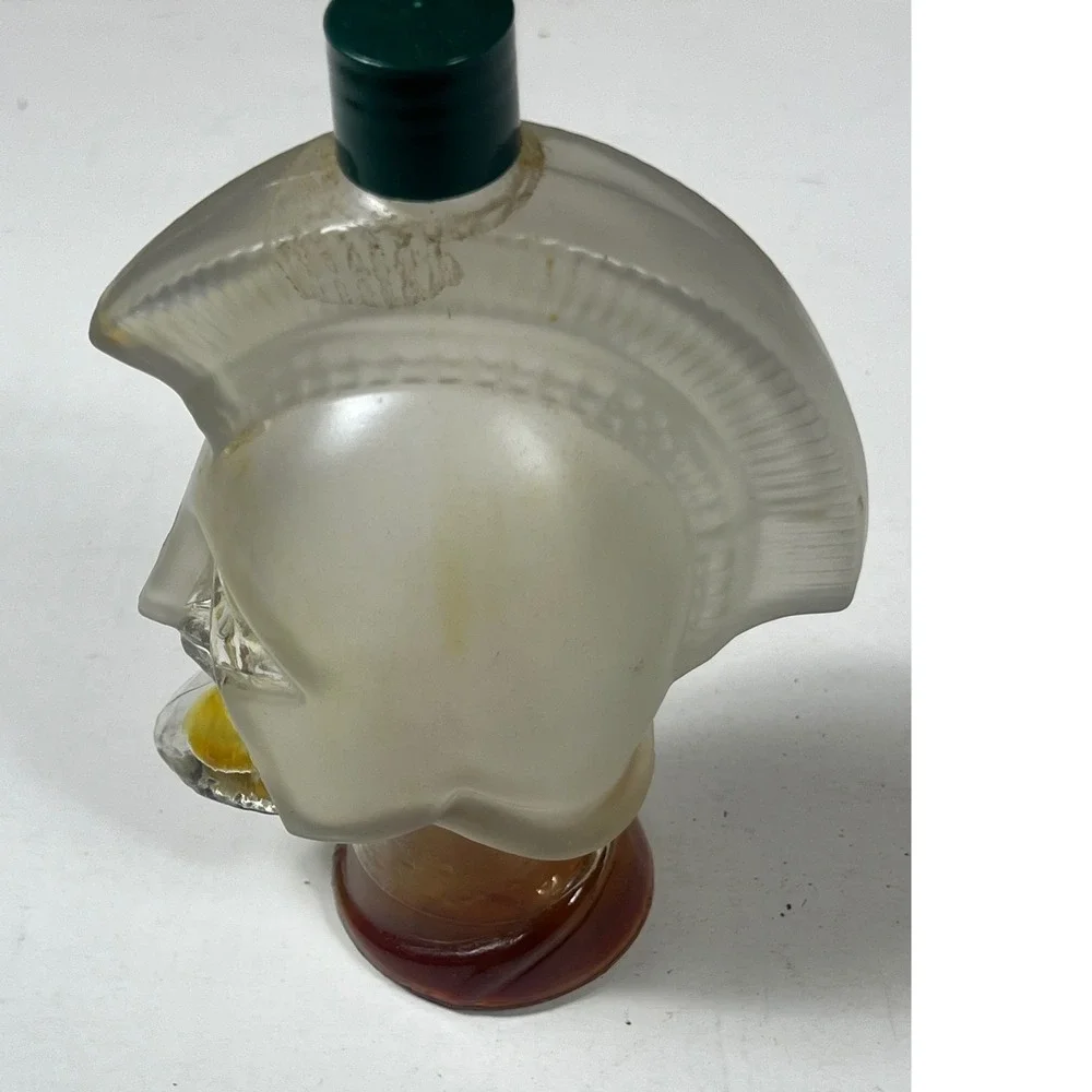 Vintage Avon Spartan Head Glass Decanter Cologne Bottle With Green Cap‎